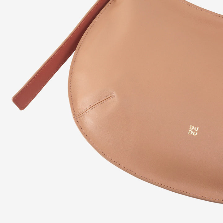 DUDU Sac à bandoulière souple pour femme de taille moyenne en cuir véritable, sac Hobo avec bandoulière réglable, sac à bandoulière avec fermeture éclair