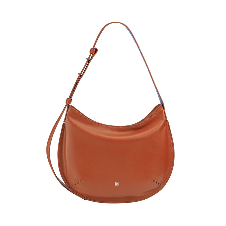 DUDU Medium Women's Soft Shoulder Bag in Genuine Leather, Hobo Bag with Adjustable Shoulder Strap, Shoulder Bag with Zipper
