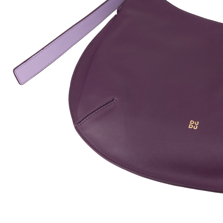 DUDU Borsa a Spalla Morbida Donna Media in Vera Pelle, Borsa Hobo con Spallina Regolabile, Borsetta a Tracolla con Cerniera Zip