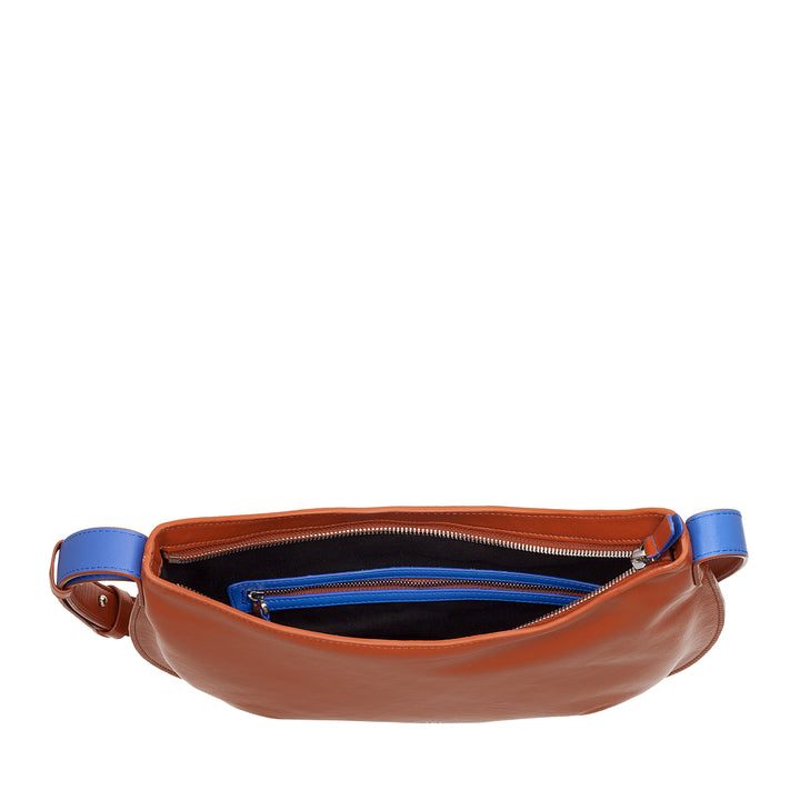 DUDU Medium Women's Soft Shoulder Bag in Genuine Leather, Hobo Bag with Adjustable Shoulder Strap, Shoulder Bag with Zipper