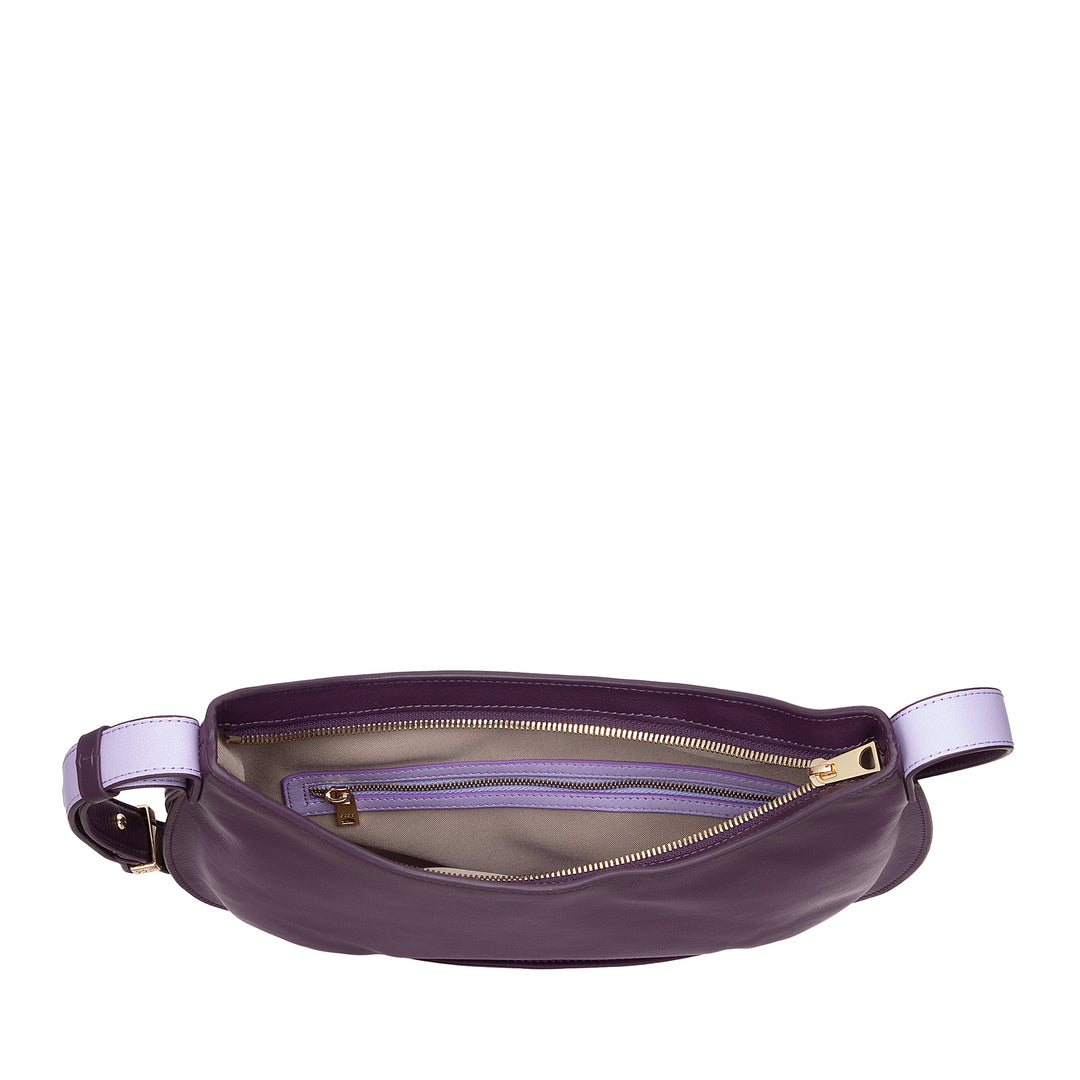 DUDU Borsa a Spalla Morbida Donna Media in Vera Pelle, Borsa Hobo con Spallina Regolabile, Borsetta a Tracolla con Cerniera Zip