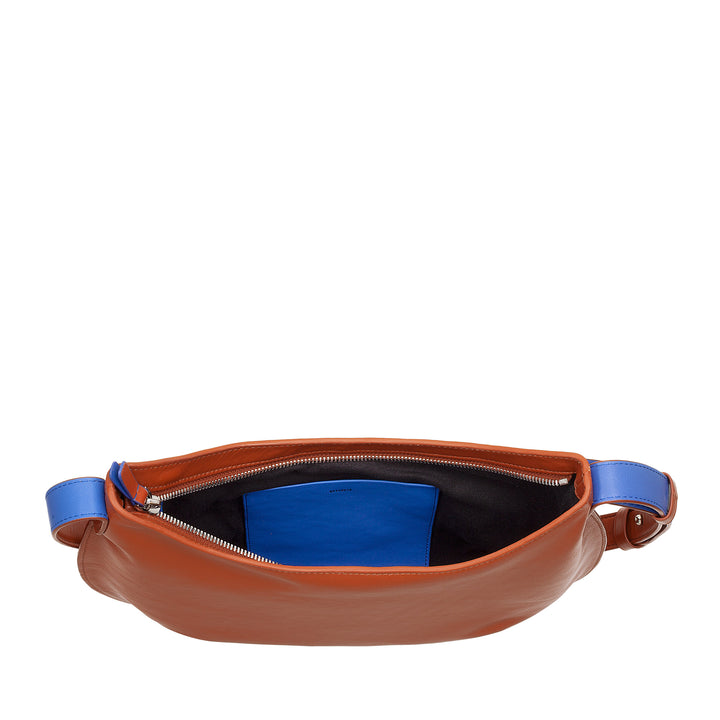 DUDU Medium Women's Soft Shoulder Bag in Genuine Leather, Hobo Bag with Adjustable Shoulder Strap, Shoulder Bag with Zipper