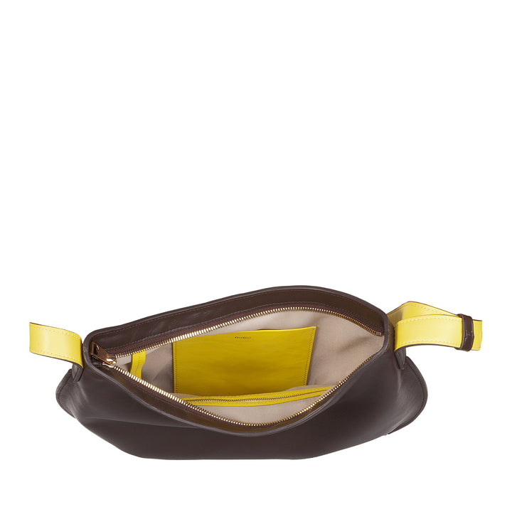 DUDU Medium γυναικεία μαλακή τσάντα ώμου από γνήσιο δέρμα, τσάντα Hobo με ρυθμιζόμενο ιμάντα ώμου, τσάντα ώμου με φερμουάρ