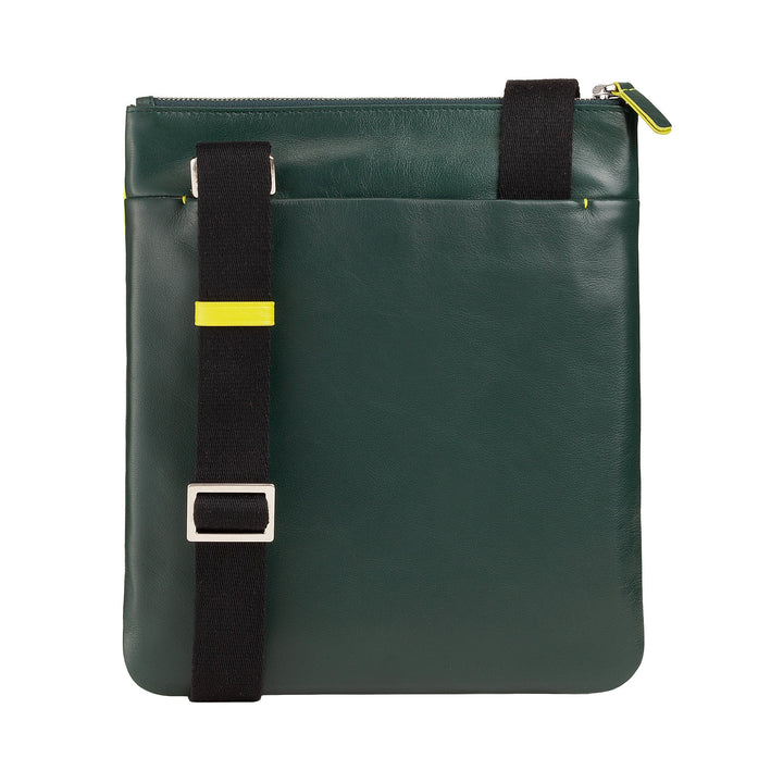 DUDU Borsello Uomo a Tracolla Pelle con Cerniera Zip, Borsa Spalla Design Compatto in Vera Pelle Colorato e Cinghia Regolabile