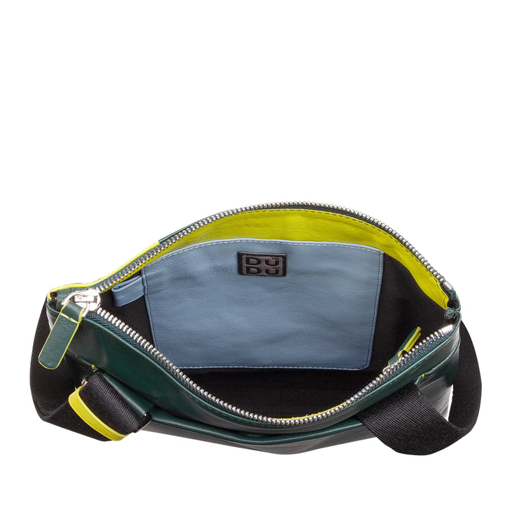 DUDU Borsello Uomo a Tracolla Pelle con Cerniera Zip, Borsa Spalla Design Compatto in Vera Pelle Colorato e Cinghia Regolabile