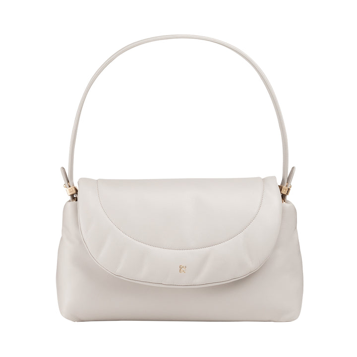 Bolsa feminina DUDU em couro macio, bolsa de ombro acolchoada, bolsa acolchoada com alça de ombro removível e aba