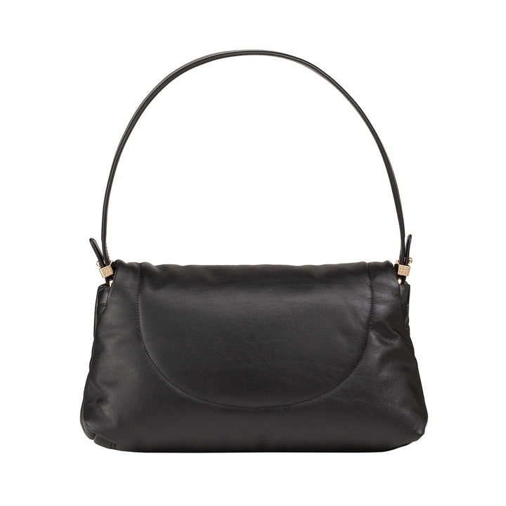 Bolsa feminina DUDU em couro macio, bolsa de ombro acolchoada, bolsa acolchoada com alça de ombro removível e aba