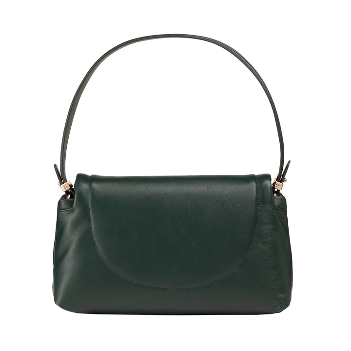 DUDU Damentasche aus weichem Leder, gepolsterte Umhängetasche, gesteppte Handtasche mit abnehmbarem Schultergurt und Überschlag