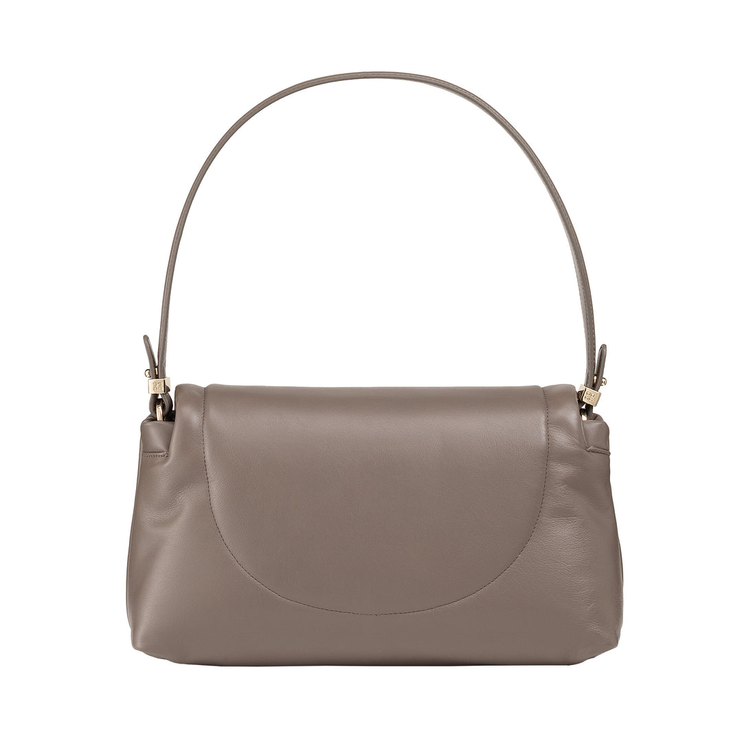 DUDU Women's Bag in Soft Leather, Padded Shoulder Bag, Quilted Handbag with Detachable Shoulder Strap and Flap