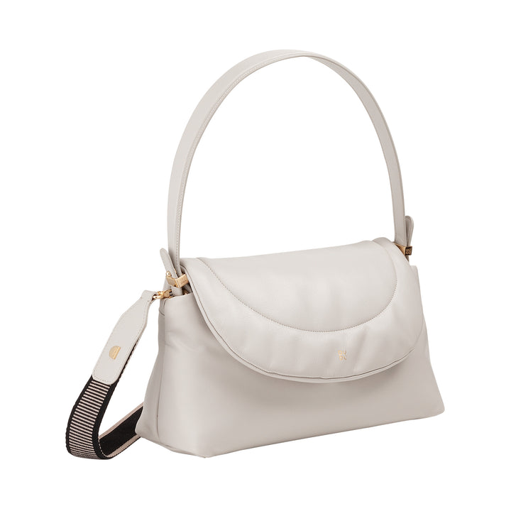 Bolsa feminina DUDU em couro macio, bolsa de ombro acolchoada, bolsa acolchoada com alça de ombro removível e aba