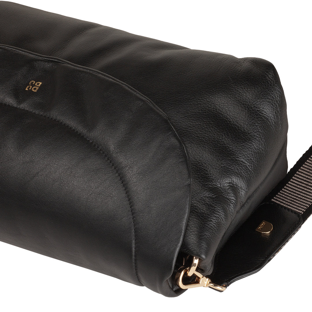 Bolsa feminina DUDU em couro macio, bolsa de ombro acolchoada, bolsa acolchoada com alça de ombro removível e aba