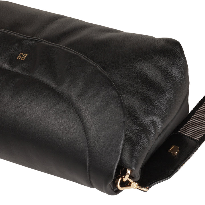 Bolsa feminina DUDU em couro macio, bolsa de ombro acolchoada, bolsa acolchoada com alça de ombro removível e aba