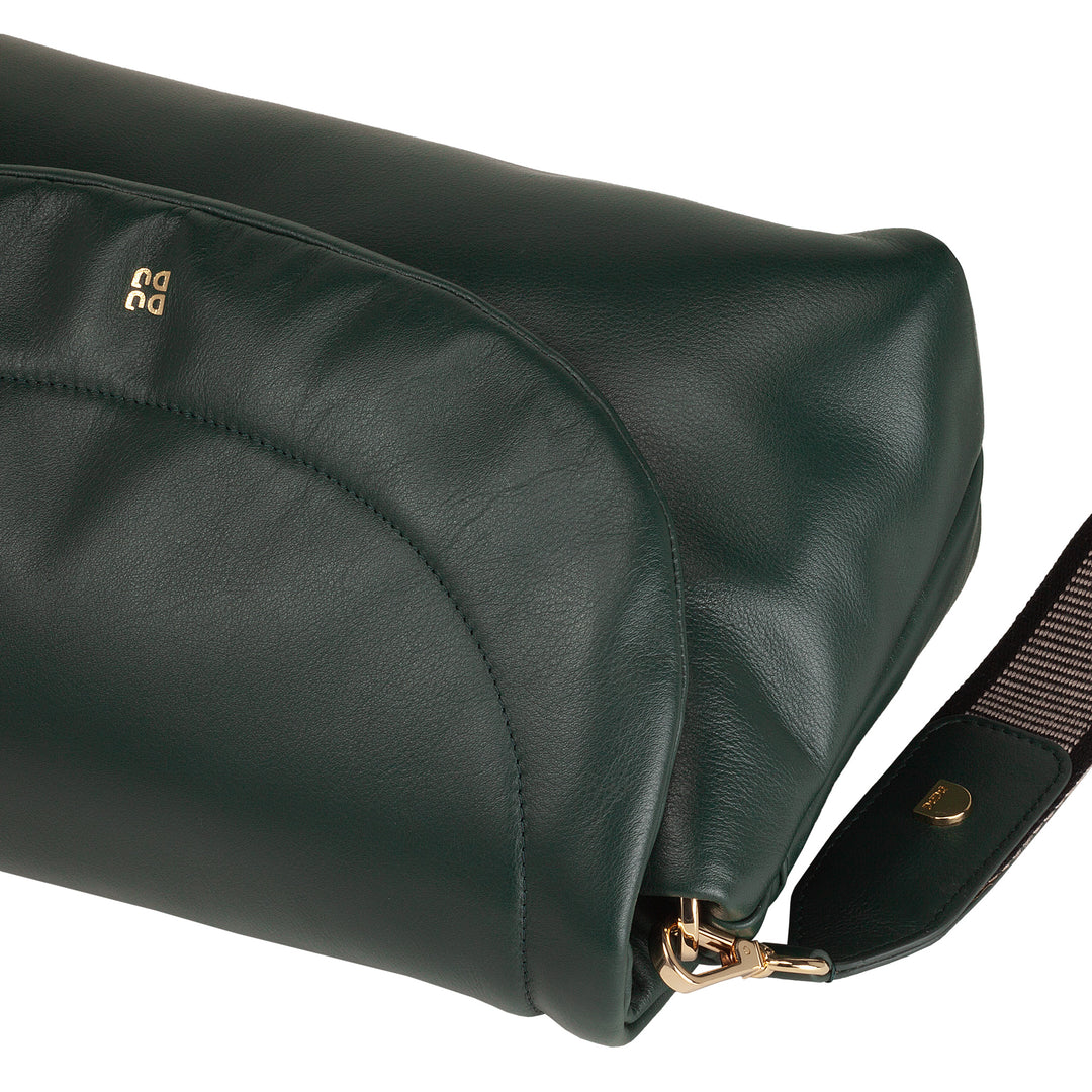 DUDU Damentasche aus weichem Leder, gepolsterte Umhängetasche, gesteppte Handtasche mit abnehmbarem Schultergurt und Überschlag