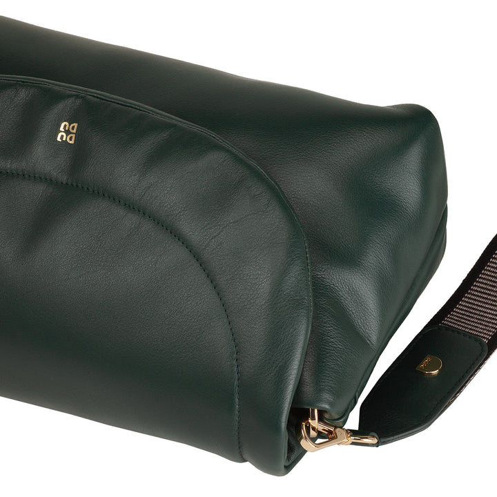 DUDU Damentasche aus weichem Leder, gepolsterte Umhängetasche, gesteppte Handtasche mit abnehmbarem Schultergurt und Überschlag