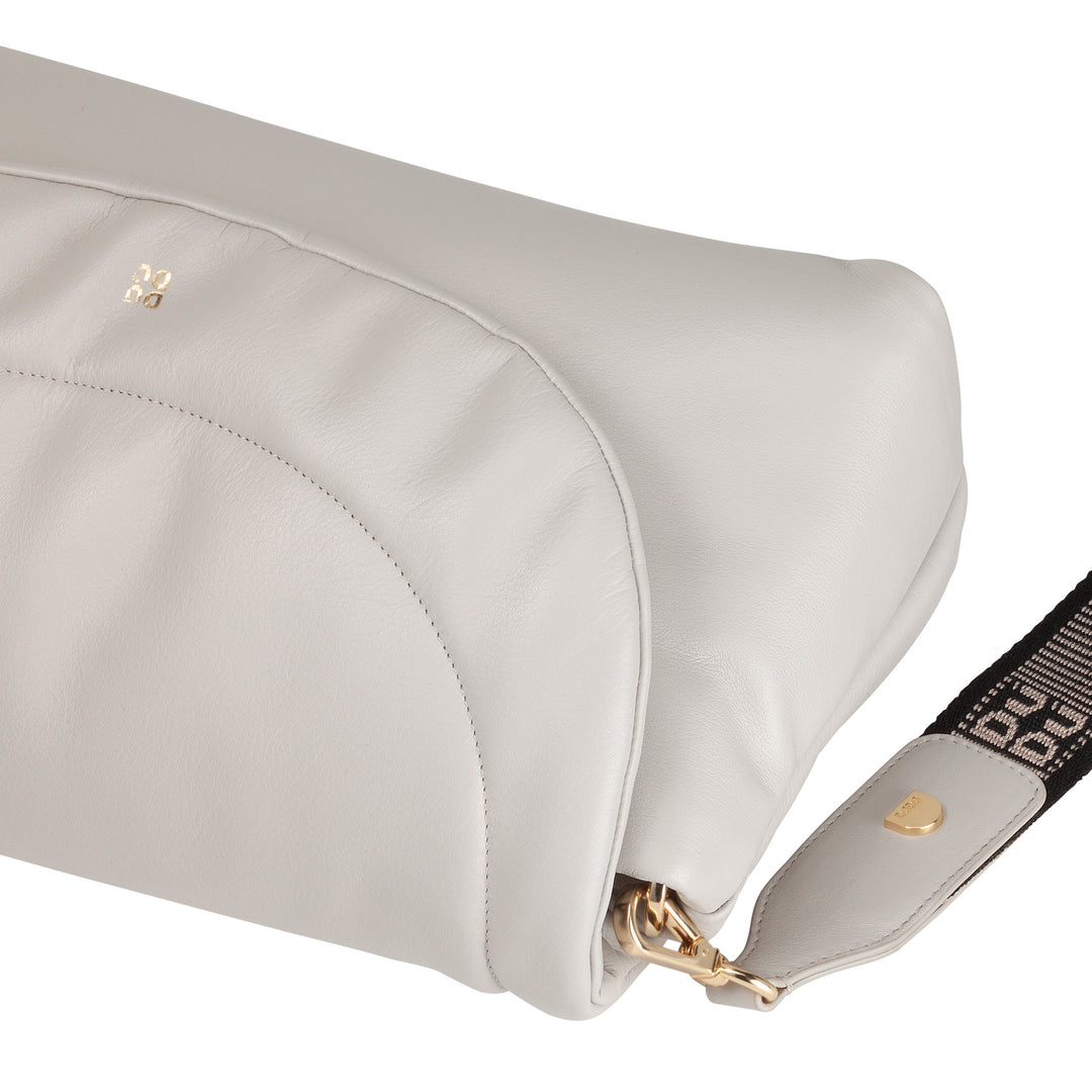 Bolsa feminina DUDU em couro macio, bolsa de ombro acolchoada, bolsa acolchoada com alça de ombro removível e aba