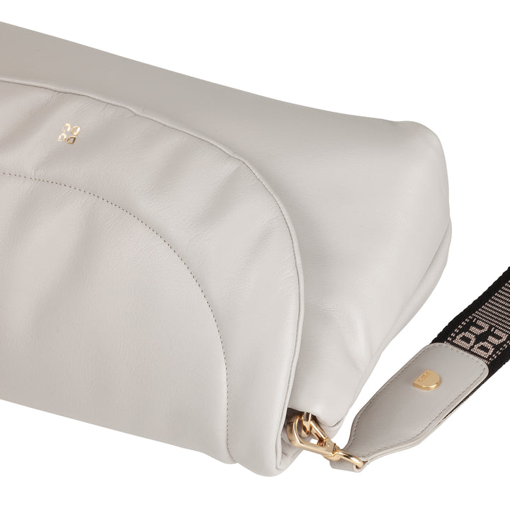 Bolsa feminina DUDU em couro macio, bolsa de ombro acolchoada, bolsa acolchoada com alça de ombro removível e aba