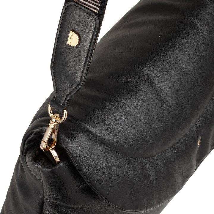 Bolsa feminina DUDU em couro macio, bolsa de ombro acolchoada, bolsa acolchoada com alça de ombro removível e aba