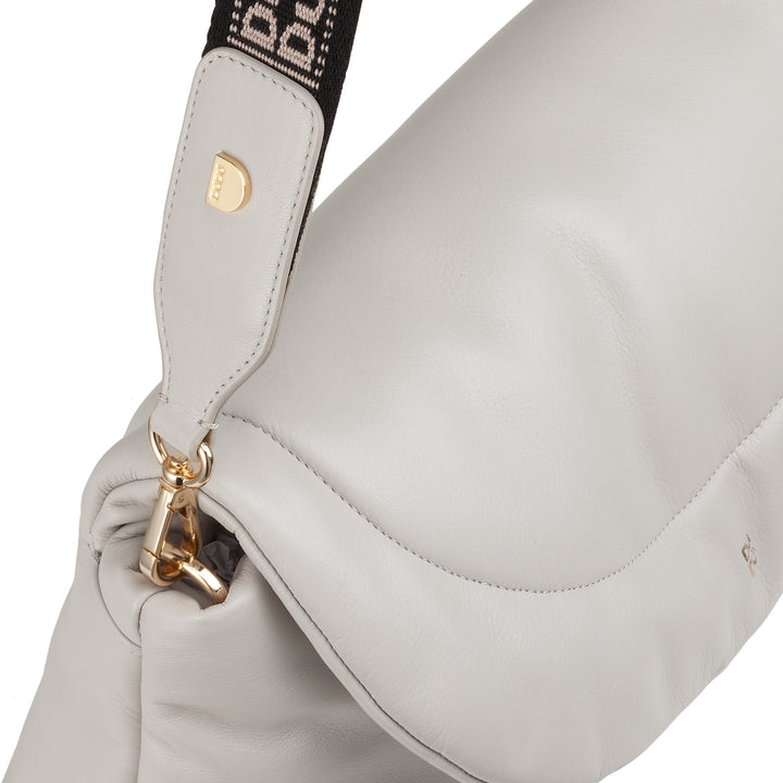 Bolsa feminina DUDU em couro macio, bolsa de ombro acolchoada, bolsa acolchoada com alça de ombro removível e aba