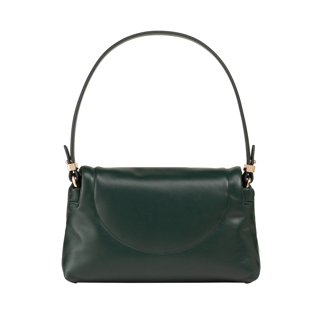 Bolsa feminina pequena DUDU em couro macio, bolsa de ombro acolchoada, bolsa acolchoada com alça de ombro removível e aba