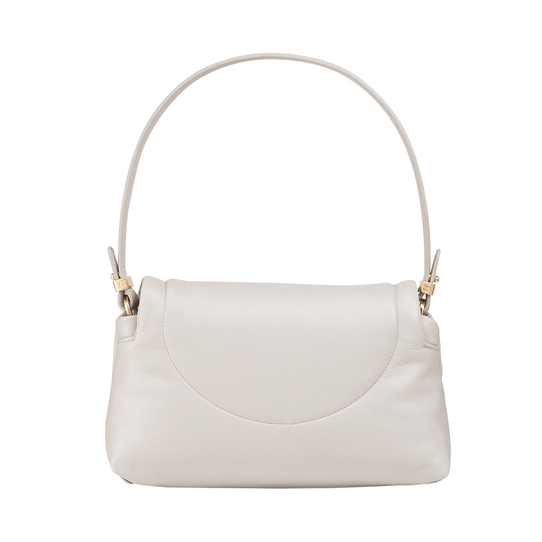 Bolsa feminina pequena DUDU em couro macio, bolsa de ombro acolchoada, bolsa acolchoada com alça de ombro removível e aba