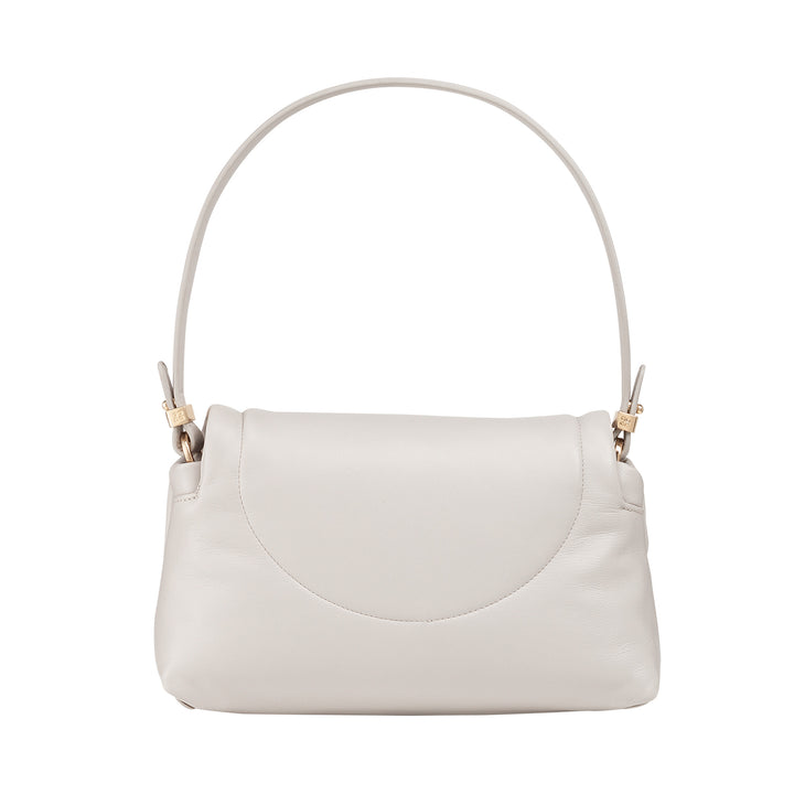 Bolsa feminina pequena DUDU em couro macio, bolsa de ombro acolchoada, bolsa acolchoada com alça de ombro removível e aba