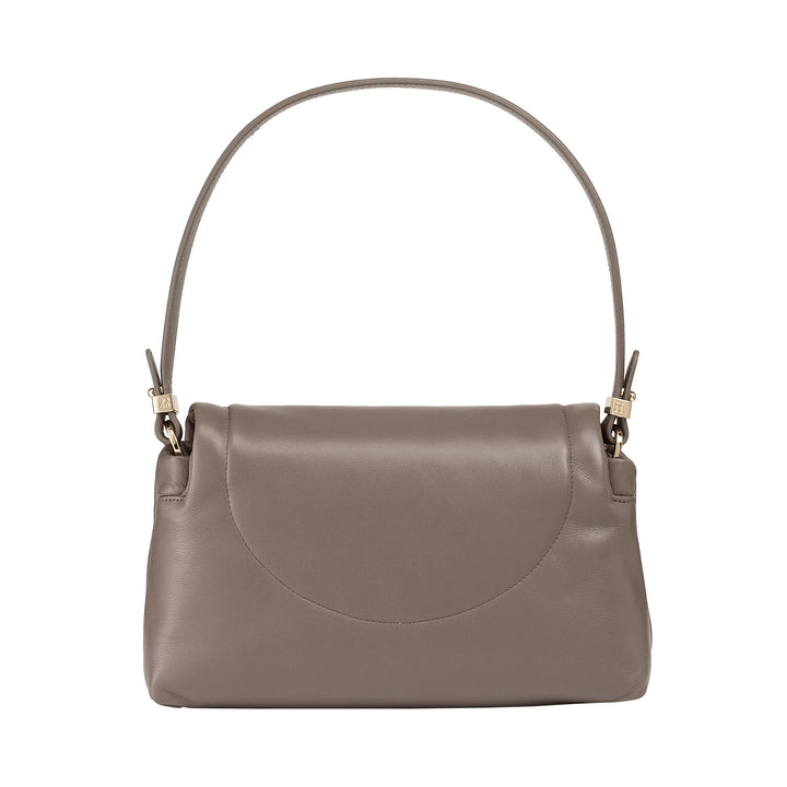 Bolsa feminina pequena DUDU em couro macio, bolsa de ombro acolchoada, bolsa acolchoada com alça de ombro removível e aba