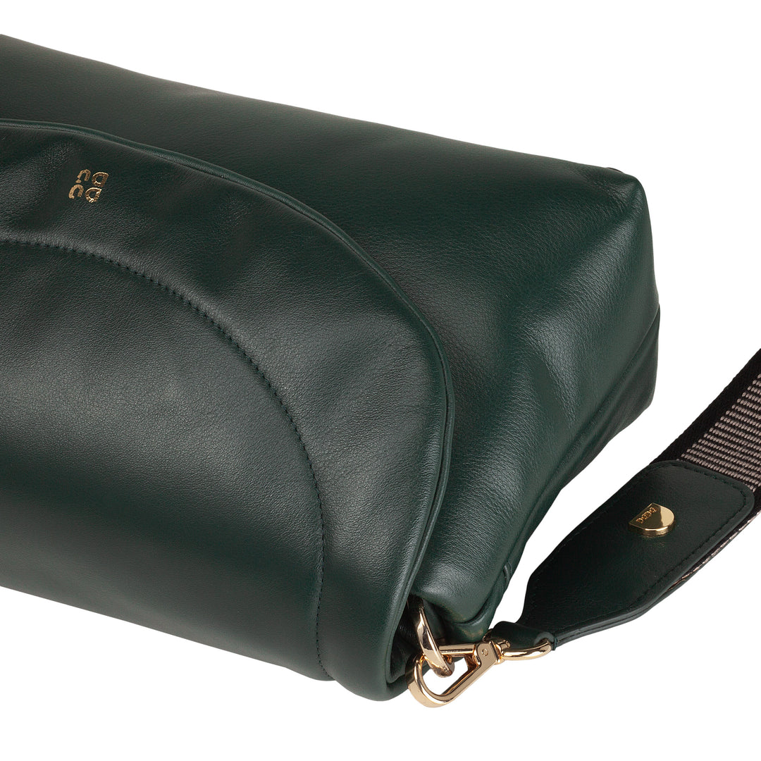 Bolsa feminina pequena DUDU em couro macio, bolsa de ombro acolchoada, bolsa acolchoada com alça de ombro removível e aba