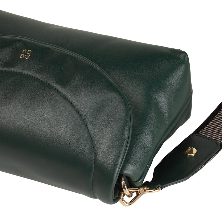 Bolsa feminina pequena DUDU em couro macio, bolsa de ombro acolchoada, bolsa acolchoada com alça de ombro removível e aba