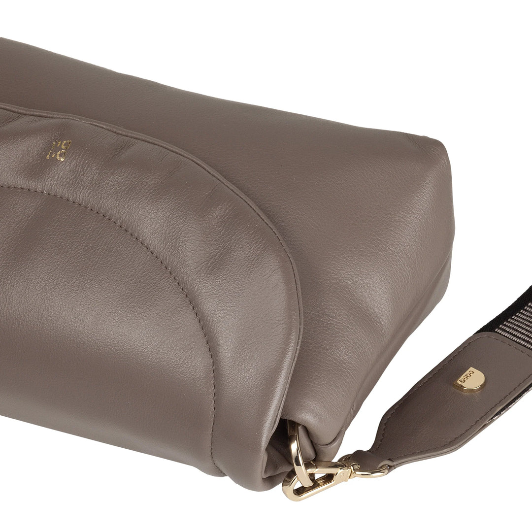 Bolsa feminina pequena DUDU em couro macio, bolsa de ombro acolchoada, bolsa acolchoada com alça de ombro removível e aba