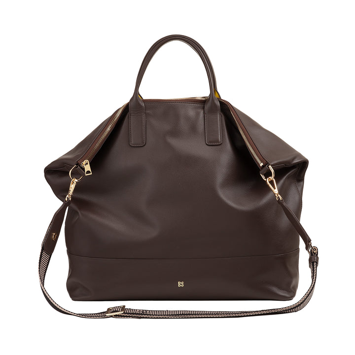 DUDU Borsa Donna Grande Morbida in Pelle, Borsa a Tracolla Capiente con Cinghia Staccabile, Borsa a Mano con Due Manici e Chiusura Zip