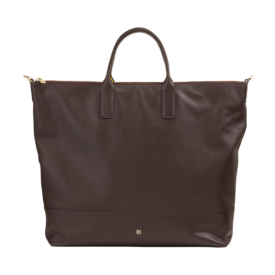 DUDU Borsa Donna Grande Morbida in Pelle, Borsa a Tracolla Capiente con Cinghia Staccabile, Borsa a Mano con Due Manici e Chiusura Zip