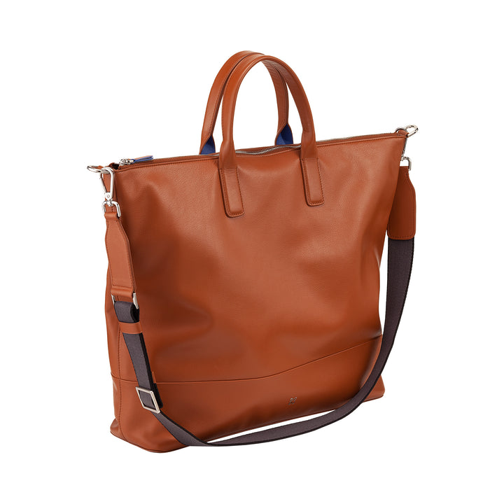 DUDU Large Soft Leather Women's Bag, Large Shoulder Bag with Detachable Strap, Handbag with Two Handles and Zip Closure