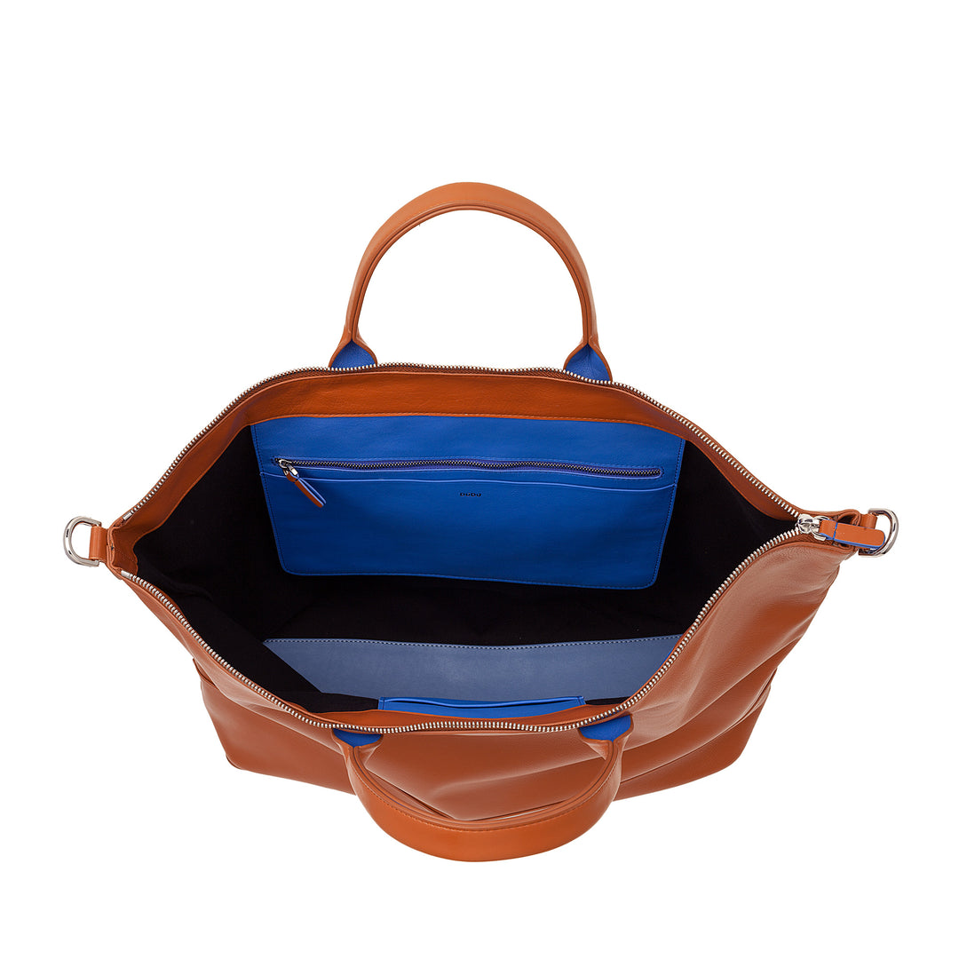 DUDU Large Soft Leather Women's Bag, Large Shoulder Bag with Detachable Strap, Handbag with Two Handles and Zip Closure