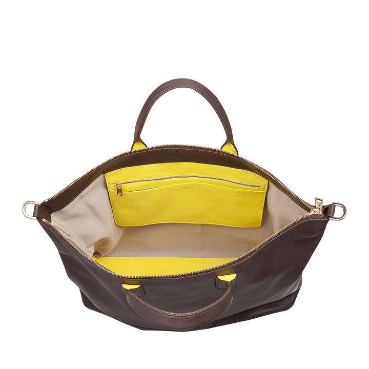 DUDU Borsa Donna Grande Morbida in Pelle, Borsa a Tracolla Capiente con Cinghia Staccabile, Borsa a Mano con Due Manici e Chiusura Zip