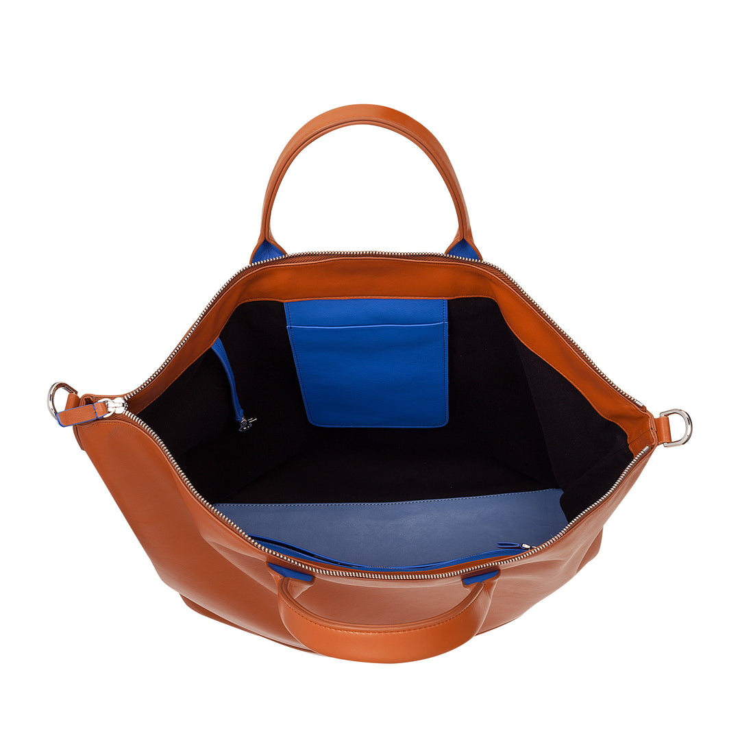 DUDU Large Soft Leather Women's Bag, Large Shoulder Bag with Detachable Strap, Handbag with Two Handles and Zip Closure