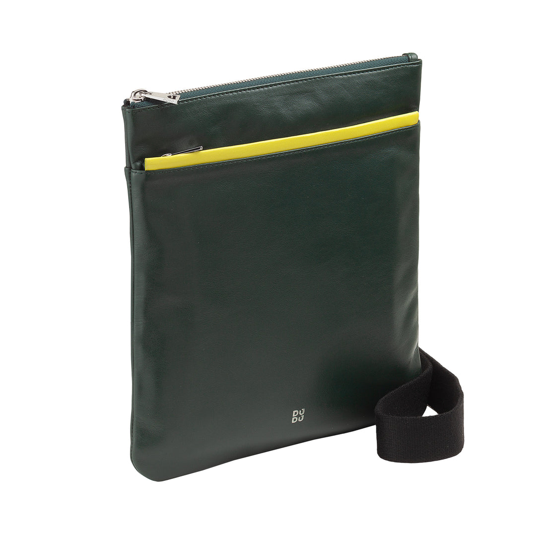 DUDU Lædertaske til mænd, Skuldertaske til mænd med lynlås, skulderrem til rejser og fritid, Justerbar rem