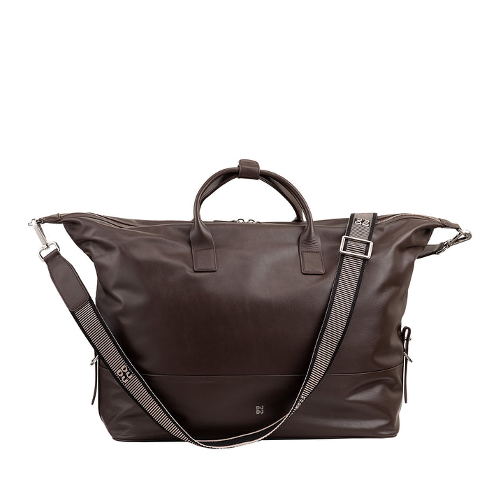 Bolsa de viagem de couro masculina e feminina DUDU, bolsa de fim de semana com duas alças, bagagem de mão ou bolsa de ombro 28 litros com zíper