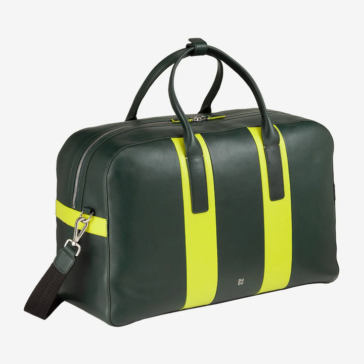 DUDU lederen reisschoudertas, weekendsporttas voor heren dames 32L groot, 49 cm weekendtas