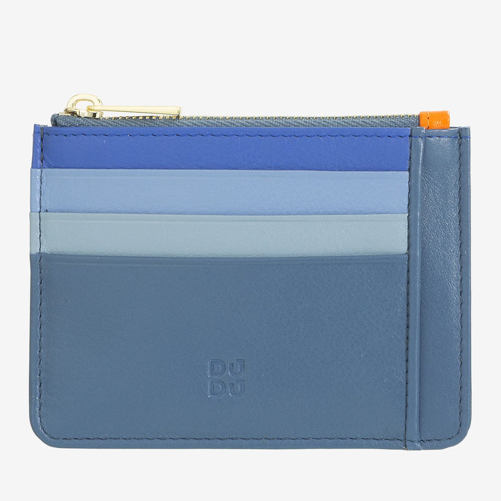 DUDU Tarjetero en piel auténtica de color con cremallera