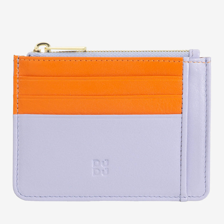DUDU Credit card holder in genuine colored leather wallet with zip