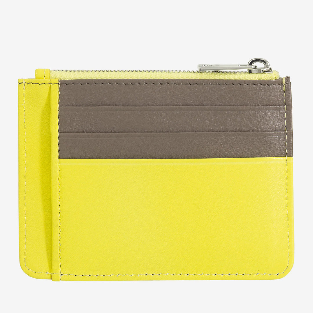 DUDU Tarjetero en piel auténtica de color con cremallera