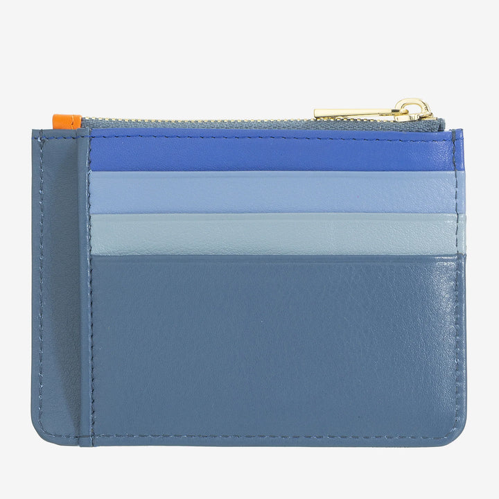 DUDU Tarjetero en piel auténtica de color con cremallera