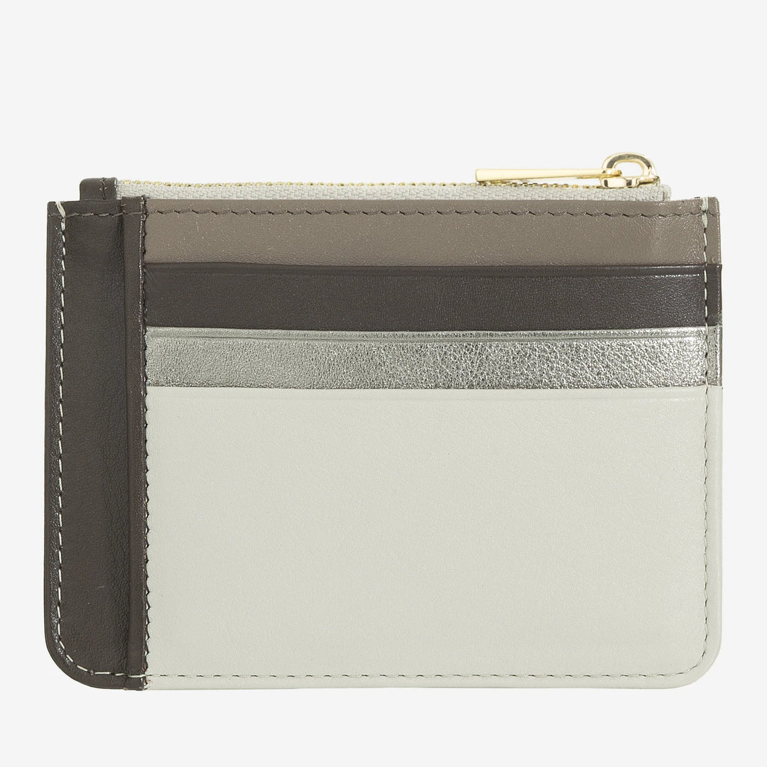 DUDU Tarjetero en piel auténtica de color con cremallera