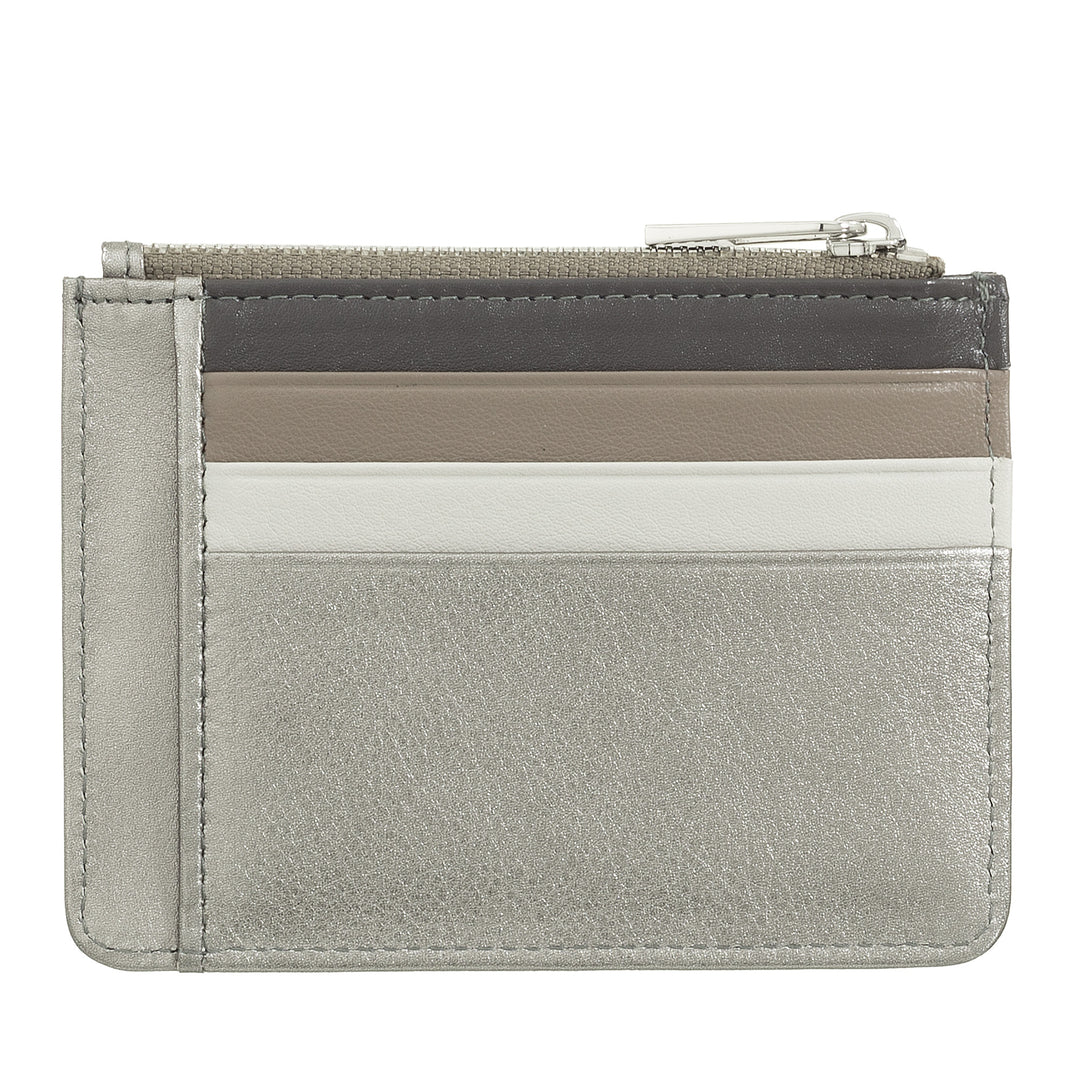 DUDU Hitelkártyatartó valódi színű, cipzáros bőr pénztárcában