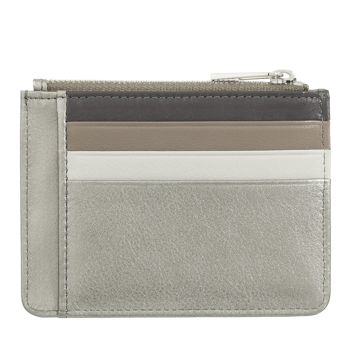 DUDU Hitelkártyatartó valódi színű, cipzáros bőr pénztárcában