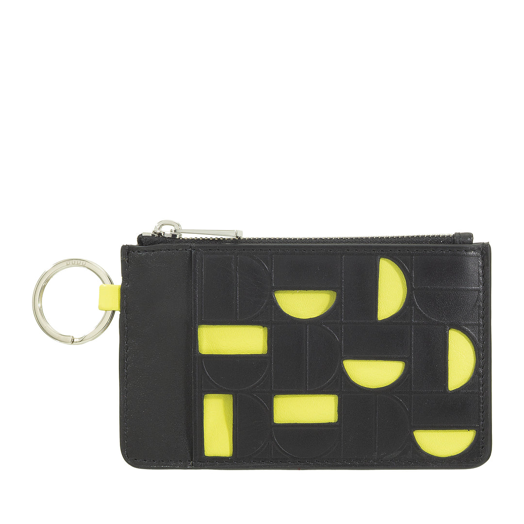 Capa para chaves de couro DUDU com zíper - capa compacta com chaveiros, zíper e compartimentos para chaves, moedas e cartões