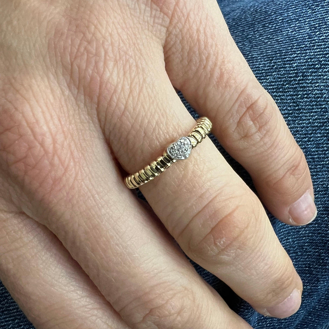 Capodagli ring Cuore Tubogas kern titanium 18kt gouden diamanten S315-AN - Capodagli 1937