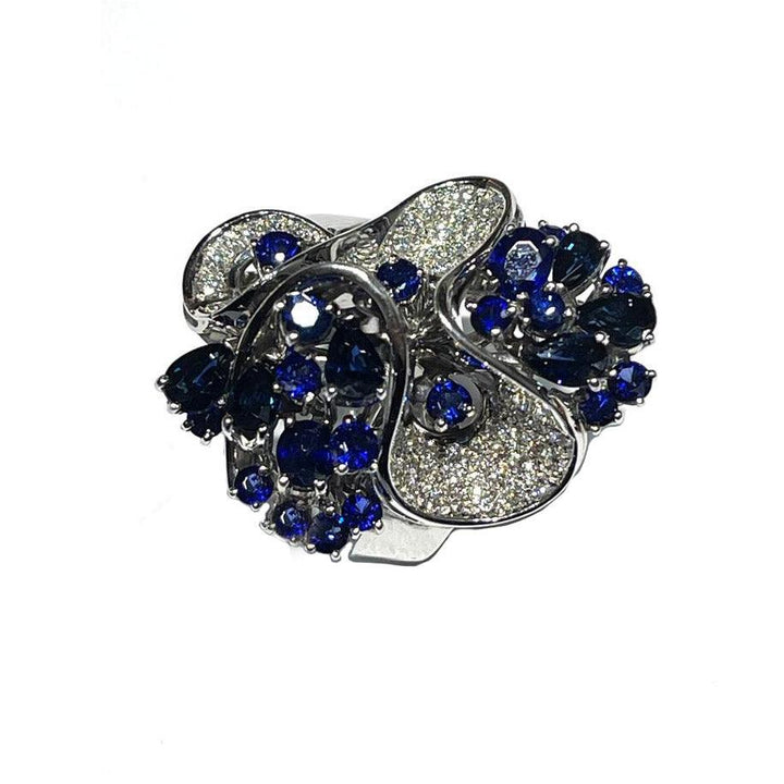 Capodagli anello Fiore oro 18kt diamanti e zaffiri 0005AG - Capodagli 1937