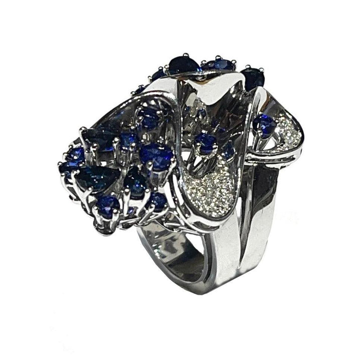 Capodagli anello Fiore oro 18kt diamanti e zaffiri 0005AG - Capodagli 1937