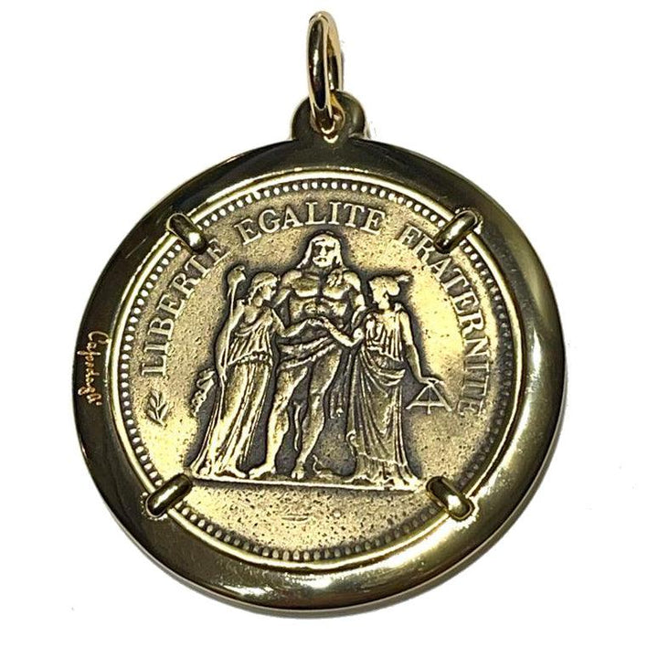 Pendentif breloque Capodagli 50 Francs bronze PVD finition or jaune CPD-CIO-BRO-0002-G - Capodagli 1937